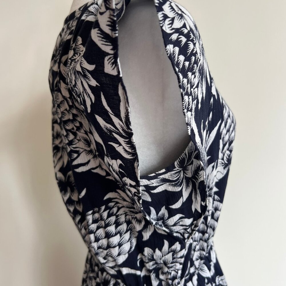 J.Crew Cotton Midi Dress Navy White Floral Pineapple Print Size‎ 4 - Picture 4 of 7